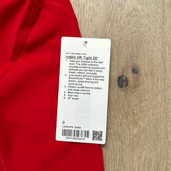 instill tight 25" size 0 dark red lululemon nwt - Picture 3 of 13